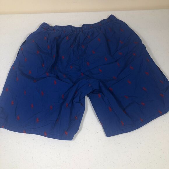 Polo Ralph Lauren Sleep Shorts Mens M Blue All Over Pony 100% Cotton 8" Inseam - Picture 3 of 6